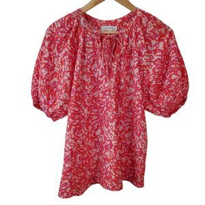 House of Harlow 1960 Top Womens XS Tie Dye Pink Orange Balloon Sleeve Boho Hippy